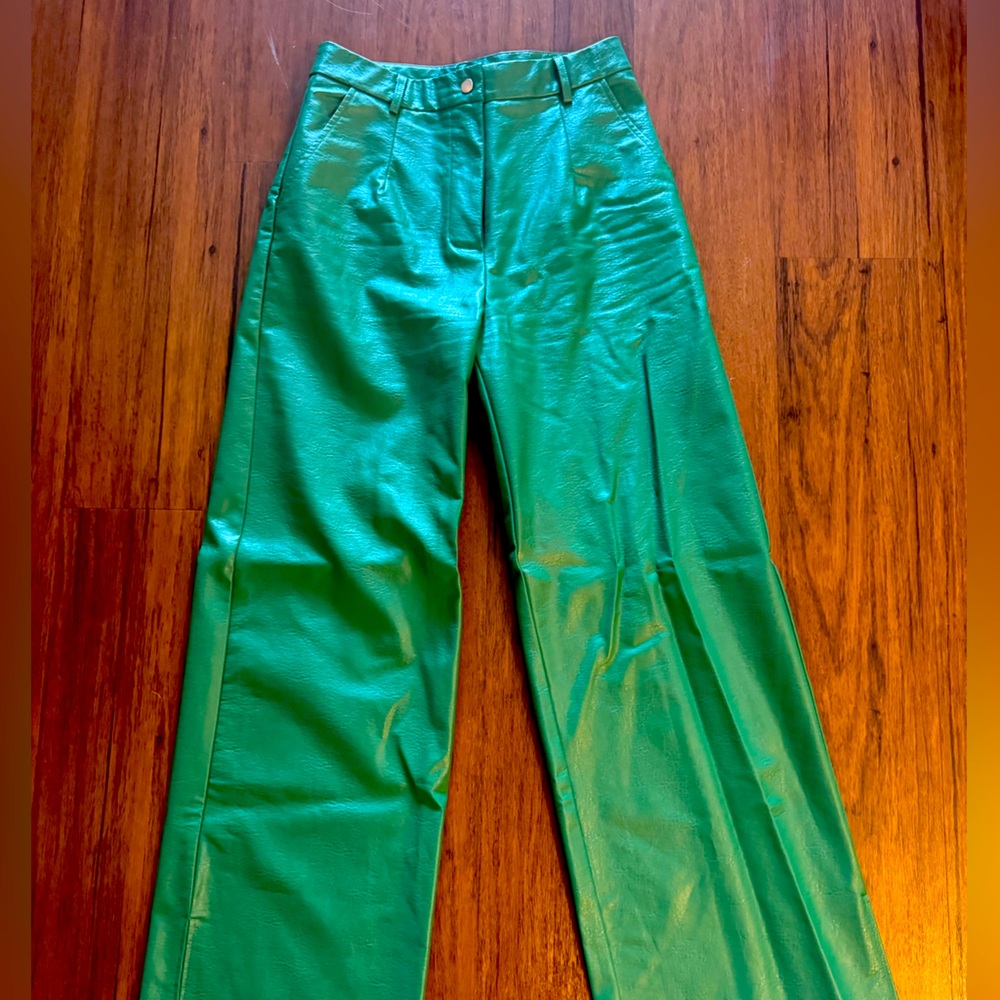 Princess Polly Boutique Green Faux Leather Pants